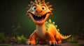 Smiling Stegosaurus: Cute Animated Dinosaur In Disney Pixar Style