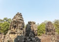 Smiling stone faces towers, Bayon Temple, Angkor Thom, Siem Reap, Cambodia. Royalty Free Stock Photo