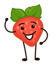 Smiling strawberry cartoon personage emoticon