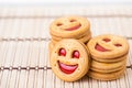 smiling strawberry jam cookies. Close up Royalty Free Stock Photo