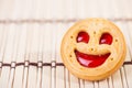 smiling strawberry jam cookies. Close up Royalty Free Stock Photo