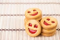 Smiling strawberry jam cookies. Close up photo Royalty Free Stock Photo