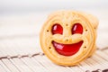 Smiling strawberry jam cookies, dessert Royalty Free Stock Photo