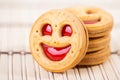 smiling strawberry jam cookies, dessert Royalty Free Stock Photo