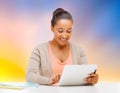 Smiling student girl with tablet pc computer Royalty Free Stock Photo