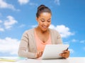 Smiling student girl with tablet pc computer Royalty Free Stock Photo