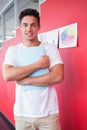 Smiling student holding notebook Royalty Free Stock Photo