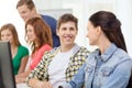 Smiling students in computer class at school Royalty Free Stock Photo