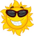 Smiling Sun Cartoon Character With Sunglasses Royalty Free Stock Photo