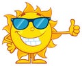 Smiling Sun Cartoon Mascot Character With Sunglasses Giving A Thumbs Up Royalty Free Stock Photo