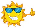 Smiling Sun Cartoon Mascot Character With Sunglasses Giving A Thumbs Up Royalty Free Stock Photo