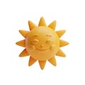 Smiling sun figurine with joyful expression and bright yellow color Royalty Free Stock Photo