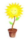 Smiling Sun Flower water color Royalty Free Stock Photo