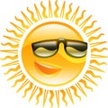 Smiling sun with sunglasses illustration Royalty Free Stock Photo