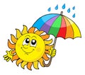 Smiling Sun with umbrella Royalty Free Stock Photo