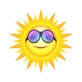 Smiling sun wear colored sunglasses