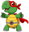 Smiling superhero turtle cartoon character