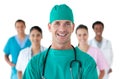 Smiling surgeon in front of his team Royalty Free Stock Photo