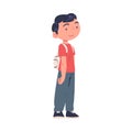 Smiling Teen Boy Character Standing with Backpack at the Airport Boarding Plane Vector Illustration