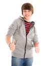 Smiling teenage boy with thumbs up Royalty Free Stock Photo