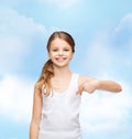 Smiling teenage girl in blank white shirt Royalty Free Stock Photo