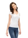 Smiling teenage girl in blank white t-shirt Royalty Free Stock Photo
