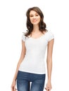 Smiling teenage girl in blank white t-shirt Royalty Free Stock Photo