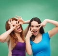 Smiling teenage girls having fun Royalty Free Stock Photo