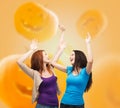 Smiling teenage girls having fun Royalty Free Stock Photo