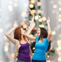 Smiling teenage girls having fun Royalty Free Stock Photo