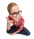 Smiling teenager in eyeglasses with finger up Royalty Free Stock Photo