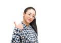 Smiling teenager girl thumbs up isolated Royalty Free Stock Photo