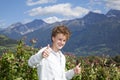 Smiling teenager posing thumbs up Royalty Free Stock Photo