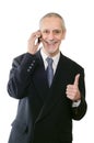 Smiling Thumb Up Businessman on Phone Royalty Free Stock Photo