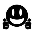 Smiling thumbs emoticon style pictogram Royalty Free Stock Photo
