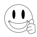 Smiling thumbs emoticon style thin line