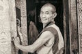 Smiling Tibetan monk at Kumbum Champa Ling monastery near Xining, China Royalty Free Stock Photo