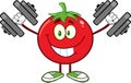 Smiling Tomato Cartoon Mascot Character Training With Dumbbells