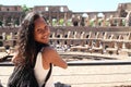 Smiling girl on gallery of Colosseum Royalty Free Stock Photo