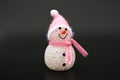 Smiling toy christmas snowman on a black background Royalty Free Stock Photo