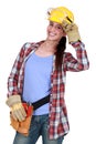 Smiling tradeswoman