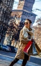 Smiling traveller woman in Milan, Italy looking into distance Royalty Free Stock Photo