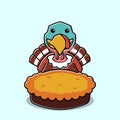 Smiling Turkey Bird Rooster Pie Thanksgiving Character Cartoon