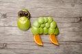 Smiling turtle made of apple