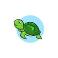 Smiling Turtle Tortoise Aquatic Wildlife Cartoon Character Mascot Logo
