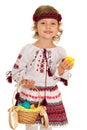 Smiling Ukrainian girl with Easter basket