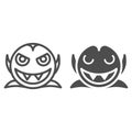 Smiling vampire line and glyph icon. Dracula vector illustration isolated on white. Night evil creature outline style