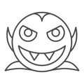 Smiling vampire thin line icon. Dracula vector illustration isolated on white. Night evil creature outline style design