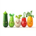 Smiling vegetable characters with cute faces and vibrant colors Royalty Free Stock Photo