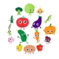 Smiling vegetables icons set, cartoon style Royalty Free Stock Photo